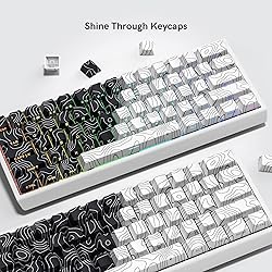 Double Shot PBT keycaps,Black and White,Topographic