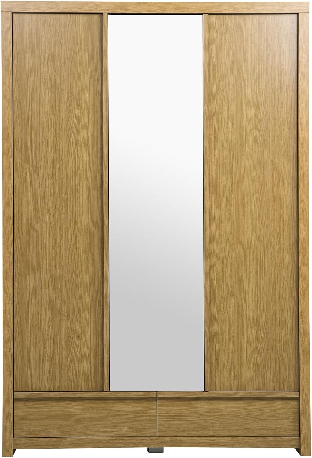 New Tribeca Mirrored Triple Wardrobe 3 Doors 2 Drawers Oak