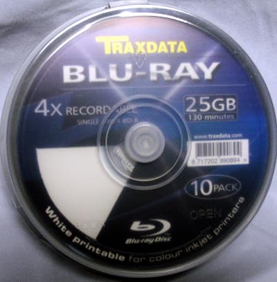 Odyssey Supplies Traxdata 20x Blu-Ray BD-R 25Gb 4x White Inkjet Printable Discs