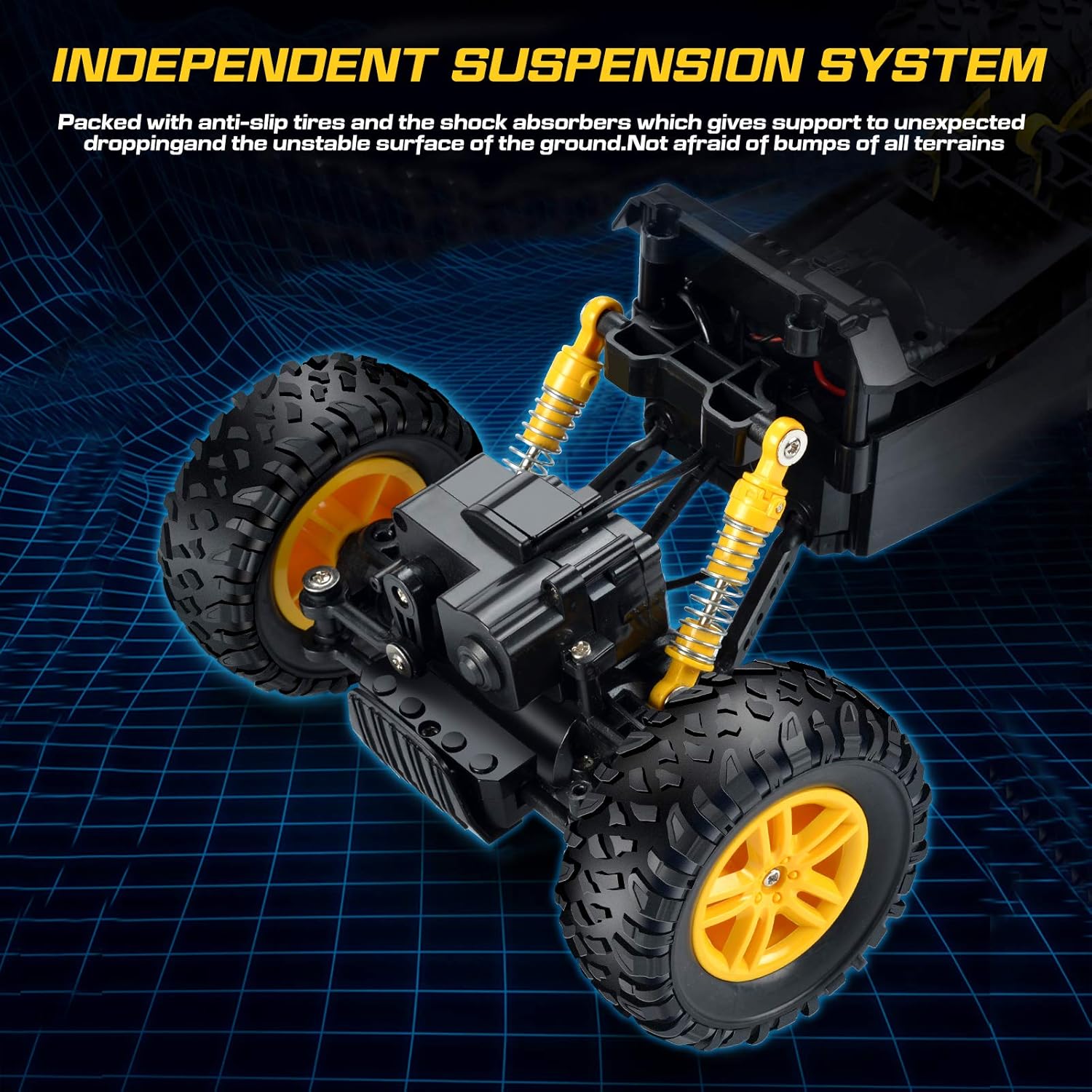 DOUBLE E Remote Control Car 4WD RC Car All Terrains Electric Toy Off Road Remote Control Monster Truck Vehicle Crawler with Two Rechargeable Batteries for Boys Kids and Adults: Toys & Games