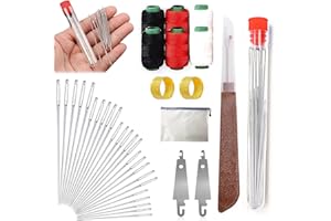 LINNAVARV Big Eye Steel Sewing Needles Kit, 2025 New Stainless Steel Needles for Hand Sewing, 34pcs Big Eye Steel Needles Set - Long & Thin Handmade Quilting & Sewing Needles Kit for DIY Sewing (37PCS)