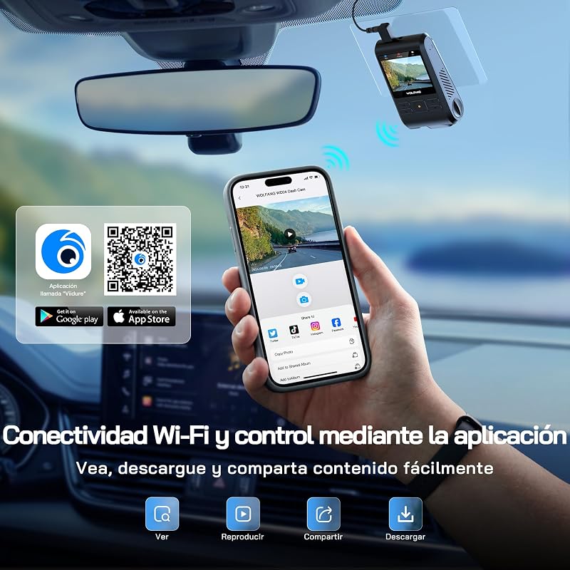 Câmara de carro 2.5K FHD, Arjeta 32GB SD incluía dashcam de 170º com lente dupla, monitor de estacionamento grande angular 24H, gravação em loop e sensor G