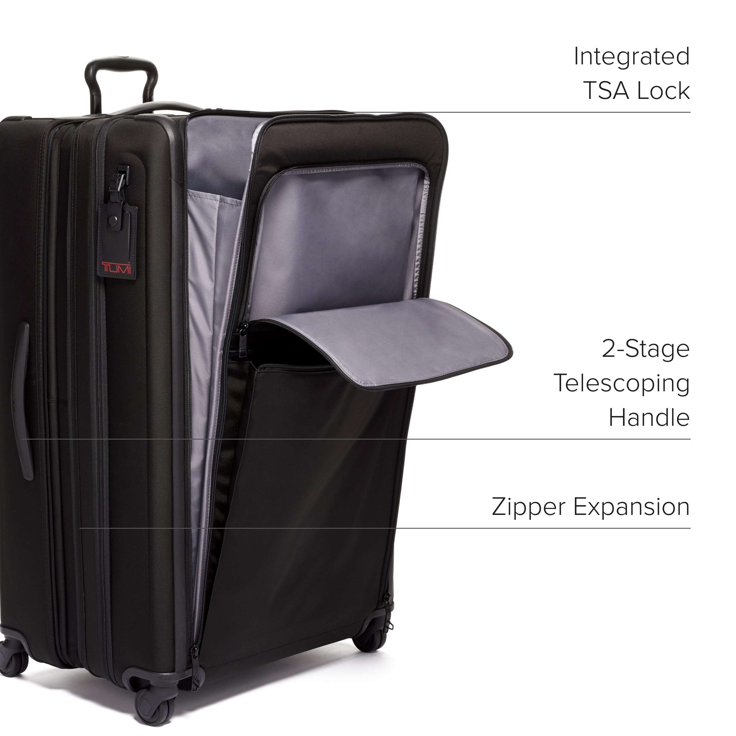 TUMI Alpha Worldwide Trip Expandable 4-Wheeled Packing Case - Extra Large Design with Zip Expansion Checked Bag - Black
