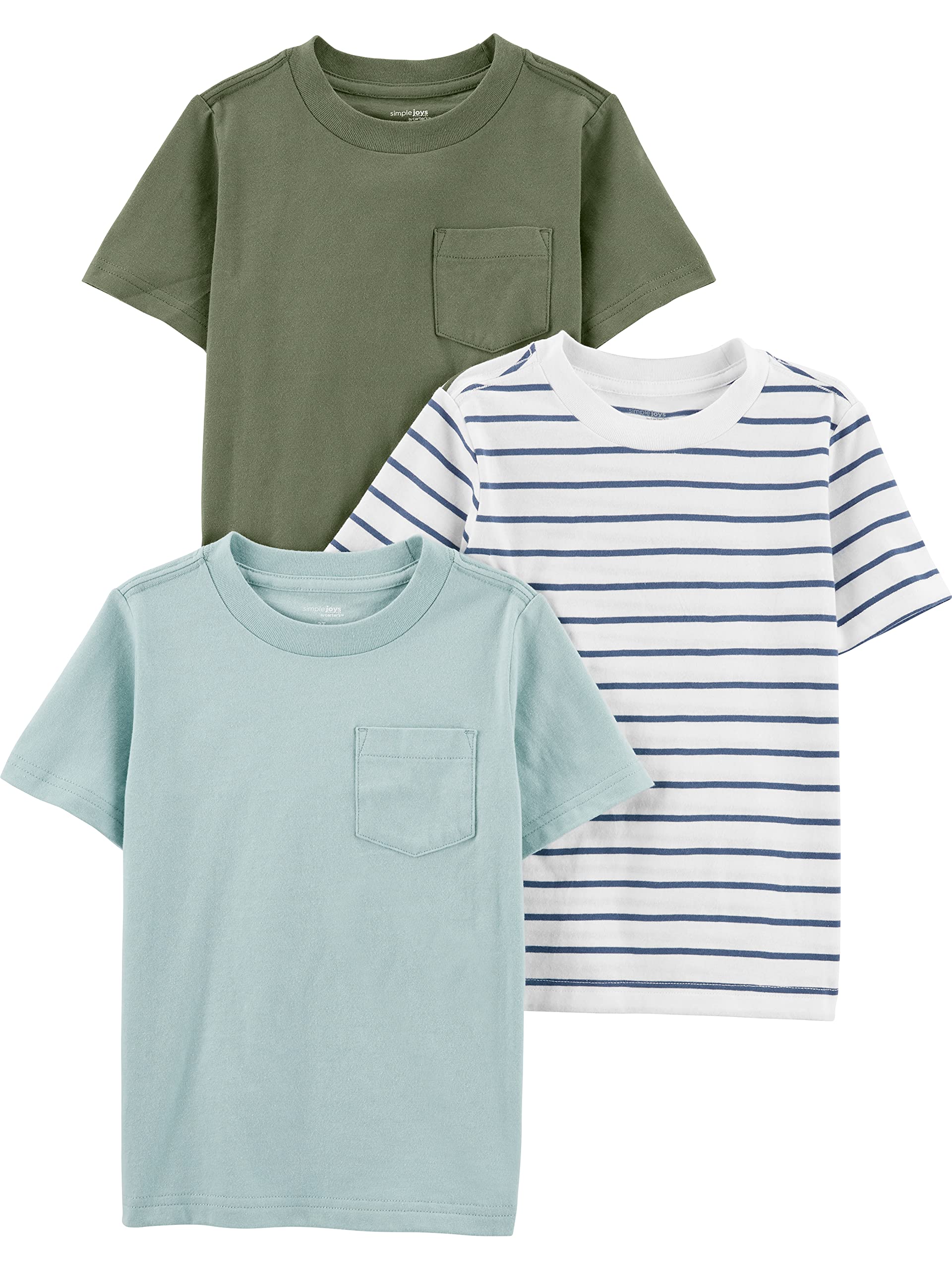 Photo 1 of Simple Joys by Carter's Baby and Toddler Boys' 3-Pack Solid Pocket Short-Sleeve Tee Shirts