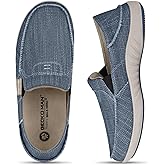 Mens Slip On Shoes, Canvas Mens Loafers with Arch Support, Orthopedic Mens Boat Shoes for Plantar Fasciitis, Indoor & Outdoor Walking Slippers Shoes for Pain Relief