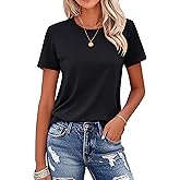 MAGCOMSEN Women's Cotton T-Shirts Short-Sleeve Shirts Crew-Neck Tops Classic-Fit Breathable Casual Summer Tees