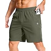 GGJ Men's Lightweight Athletic Shorts with 2 Zipper Pockets 7"/5"/9" Gym Workout Running Quick Dry Tennis Shorts for Men