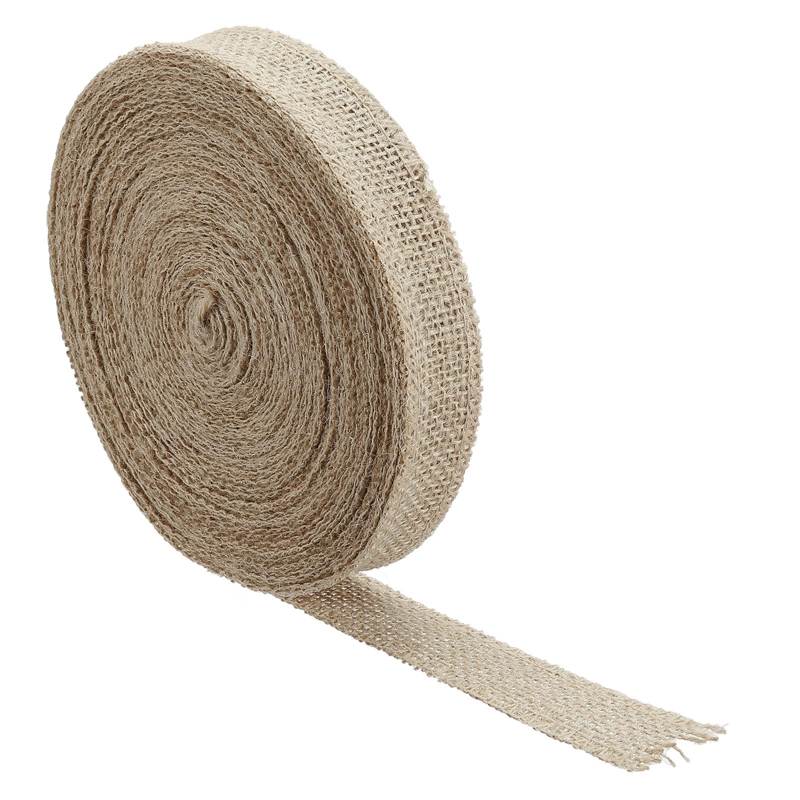 PATIKIL 1 Inch Wide 20 Yards Burlap Fabric Ribbon, 1 Pack Wired Jute Crafts Roll for Party Home DIY Wrapping Decoration