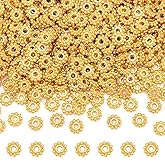 PH PandaHall 500pcs Gold Spacer Beads 6.5mm Daisy Spacers Flower Bead Mini Snowflake Spacer Beads Metal Alloy Craft Bead for Necklace Bracelet Earring Jewelry Making