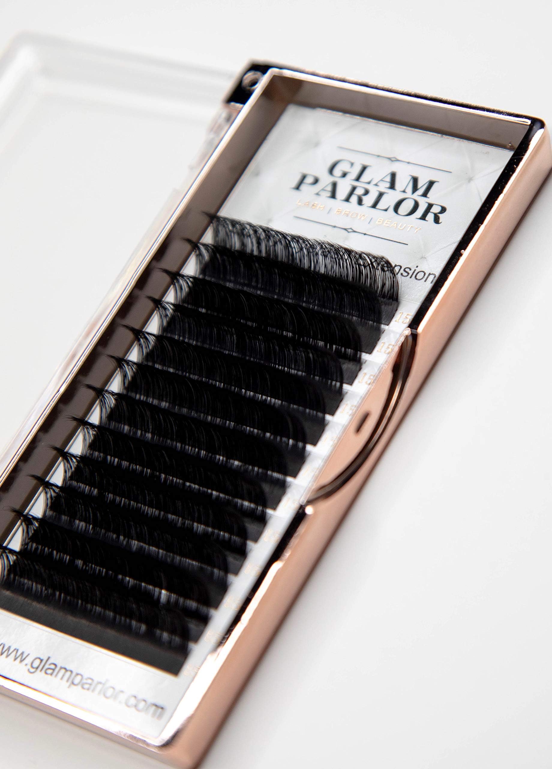 Glam Parlor - 15mm C Curl 0.03 mm Soft Matte Individual Eyelash Extensions - Easy to Fan - No Residue Strip - Volume Faux Mink 8-17mm Individual & Mixed Trays - 3D 6D 9D 12D For Salon use (15mm)