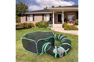Pawtenda Outdoor Cat Enclosures for Indoor Cats, Portable Cat Tents for Outside, Outdoor Catio, Enclosed Cat Playpen with Tunnel, Pet Tents for Cats, Rabbit, Puppy and Other Small Animal