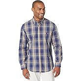 U.S. Polo Assn. Long Sleeve Yarn-Dye Peached Poplin Woven Shirt Classic Navy SM