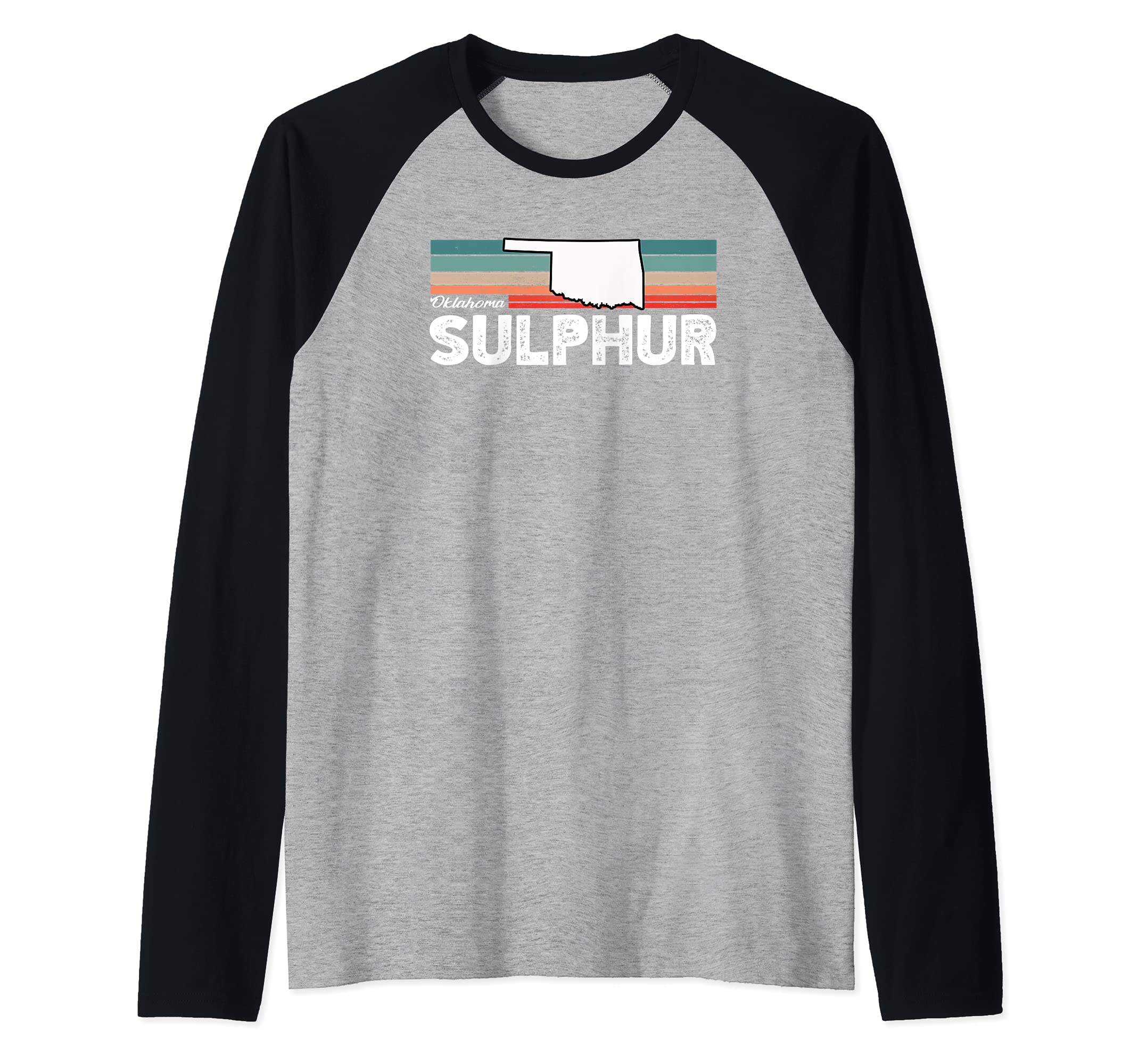 Vintage Retro Sulphur CA Tourist Native Oklahoma Raglan Baseball Tee