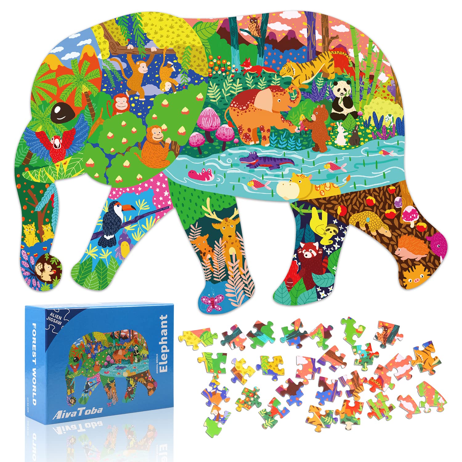 Elephant Jigsaw Puzzle for Kids, 200 Pieces Puzzles, Best Gift for Children Age 4 5 6 7 8 9 10 Years.