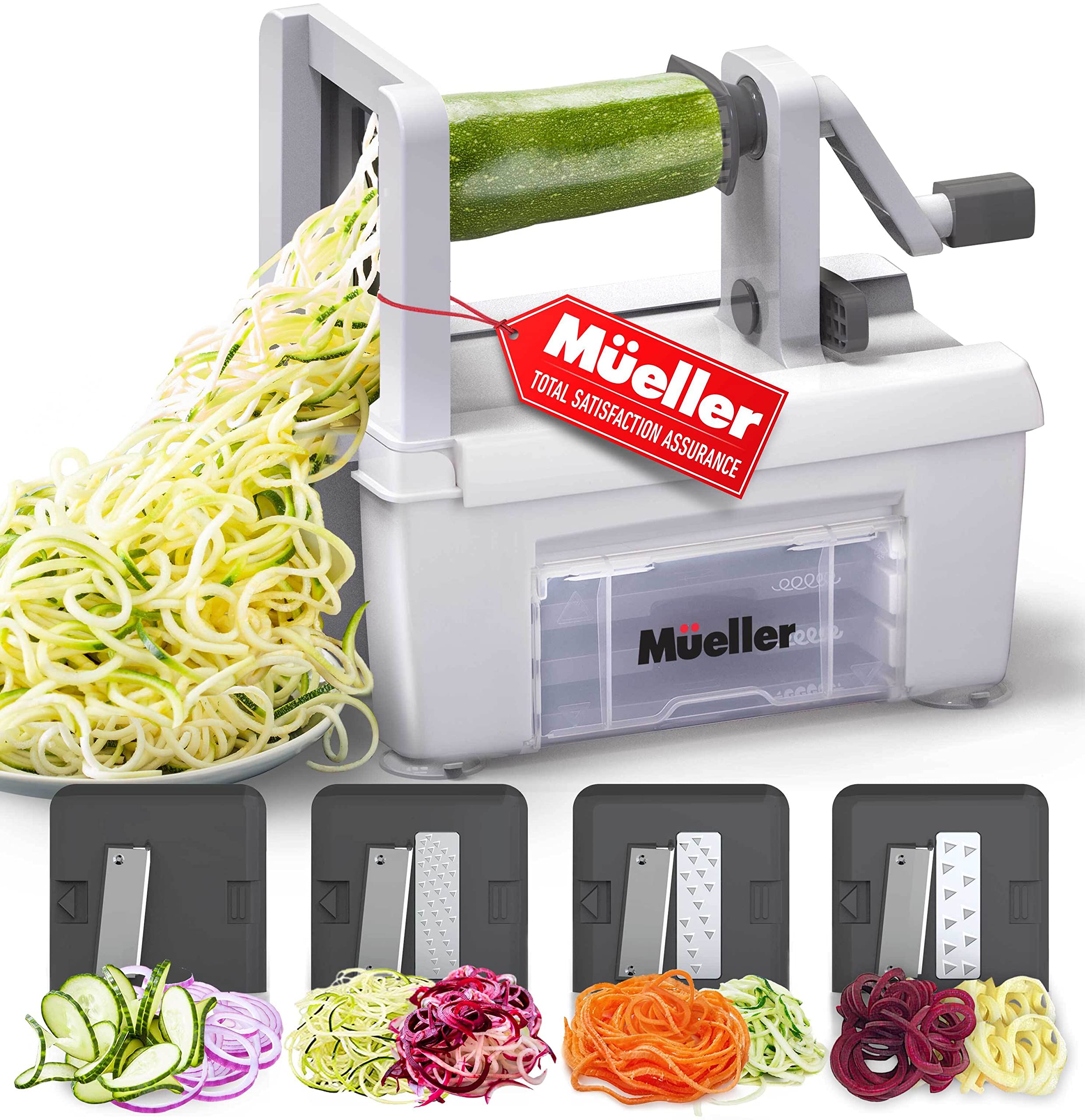 Mueller Pro Multi-Blade Spiralizer: Zucchini Noodle Maker & Vegetable Slicer for Round Veggie Pasta