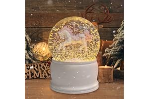 MUMTOP Snow Globes - Snow Globes for Kids or Girls and Boys, 6.7 Inch Carousel Snow Globe Music Box with Multi Color Changing LED Lights Christmas Birthday Gift Decor