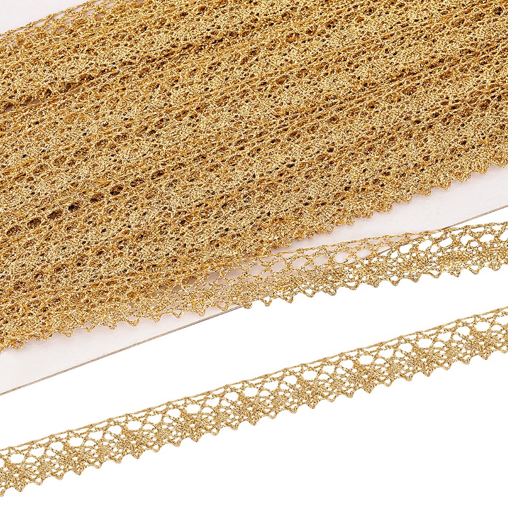 FINGERINSPIRE 18.3m Metallic Braid Trim (16mm) Wide Gold Metallic Gimp Braid Trim Embellishment Hollowed Lace Trim DIY Crafts Sewing Ribbon for Home Christmas Party Decoration Clothes Accessories