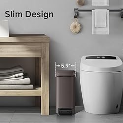 TIPGO Slim Bathroom Trash Can with Lid Soft