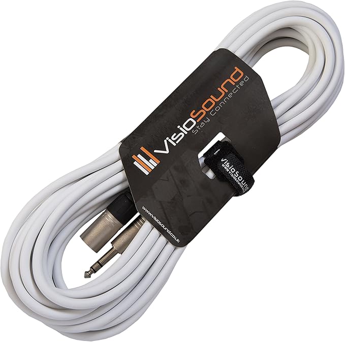 Câble XLR mâle à jack TRS stéréo 6,35mm / Câble enceinte audio signal équilibré 10m Blanc