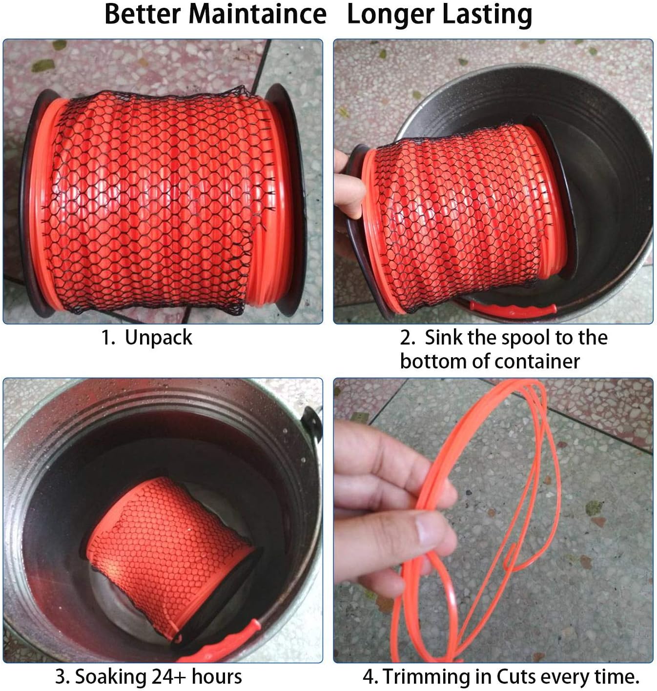 Anleolife 1-Pound Commercial Square .080-Inch-by-557-ft String Trimmer Line Donut, with Bonus Line Cutter, Orange : Garden & Outdoor