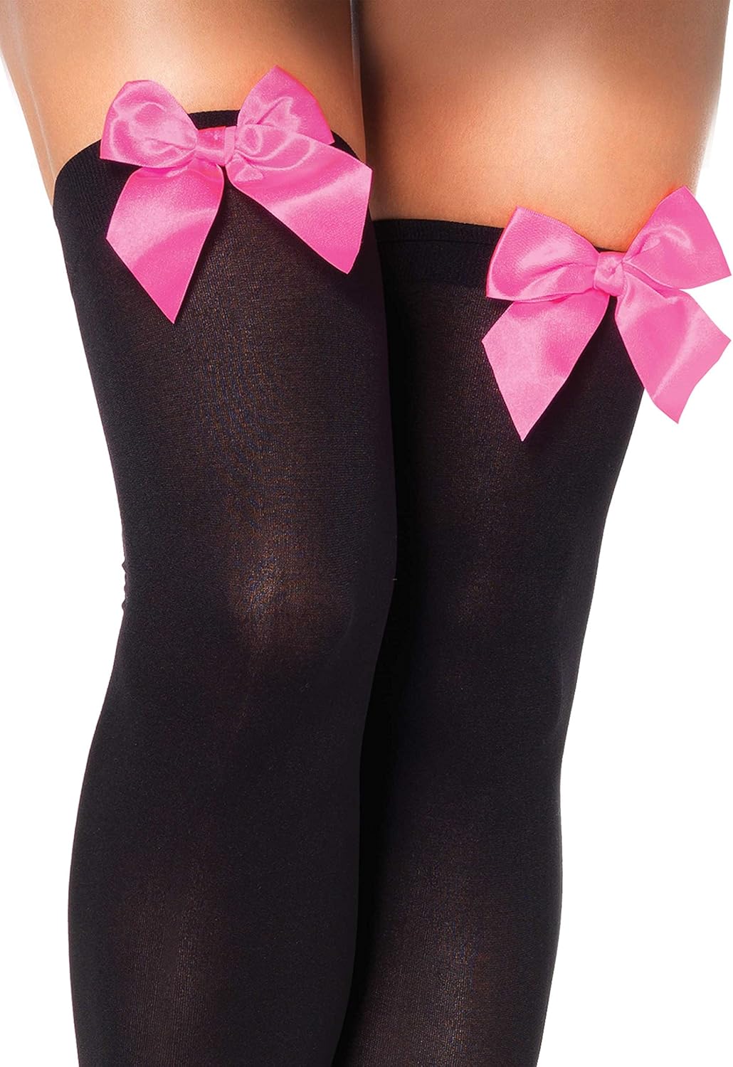 Leg Avenue Women's Satin Bow Accent Thigh Highs: Clothing