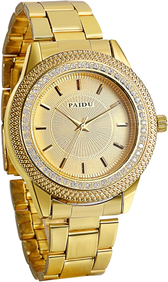 Amazon Jewelrywe キラキラ 高級感 メンズ 金色腕時計 ウオッチ ビジネス カジュアル アナログ表示 ステンレスバンド 通勤 通学 時計 ゴールド メンズ腕時計 腕時計 通販