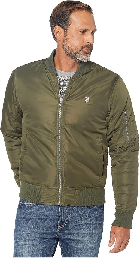 U.S. POLO ASSN. Men's MA-1 Bomber Jacket, Forest Night, S: Amazon.ca: Clothing & Accessories
