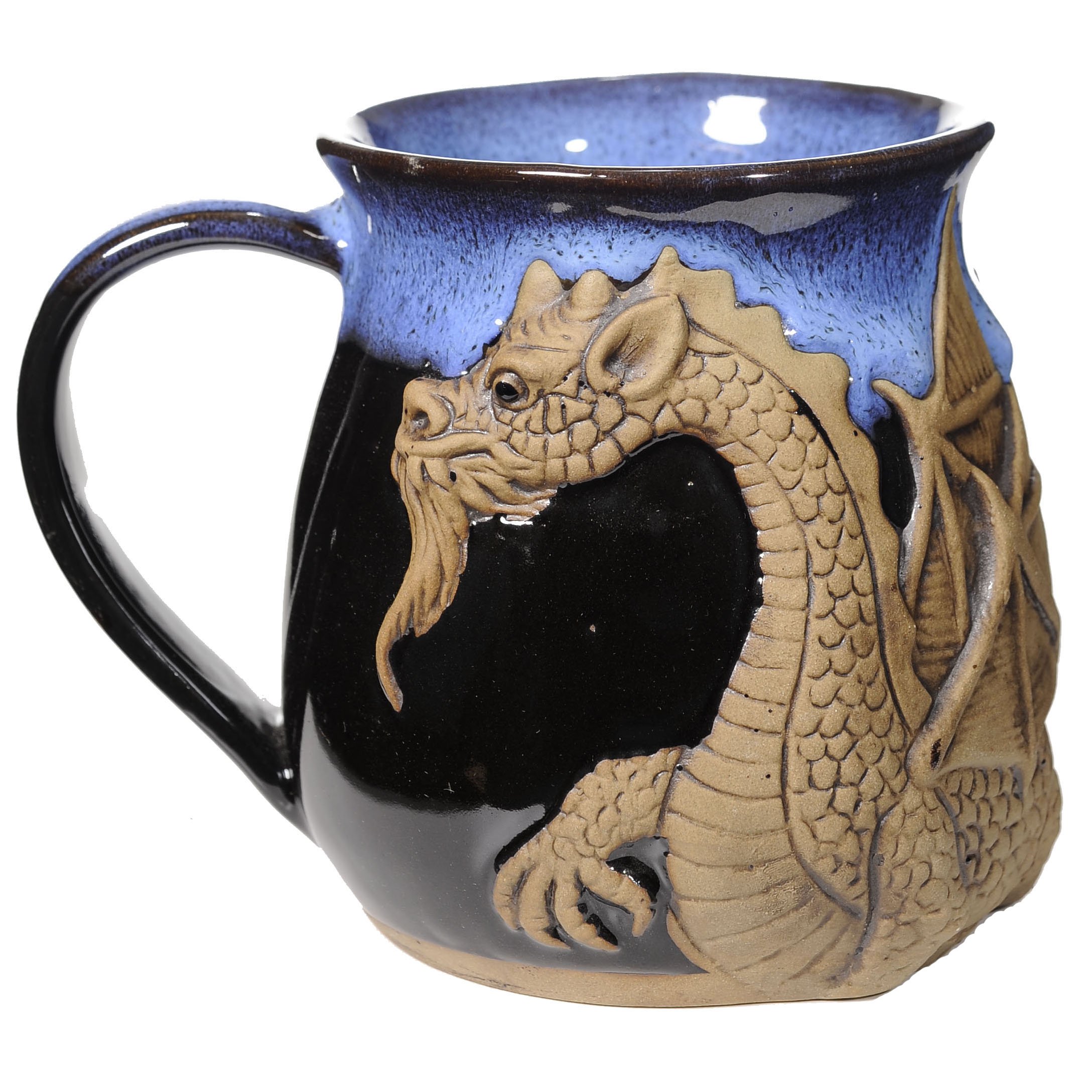 Fantasy Dragon Mug in Garcia Blue - Handmade Ceramic Coffee Mug - Stylish and Unique Handcrafted Artistic Drinkware - Polished Clay Cups, Great for Coffee, Tea, and Art Lovers