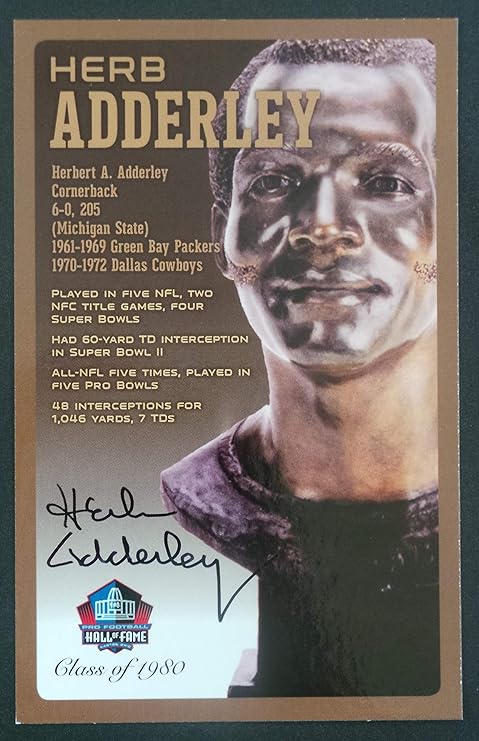 Amazoncom Pro Football Hall Of Fame Herb Adderly Signed
