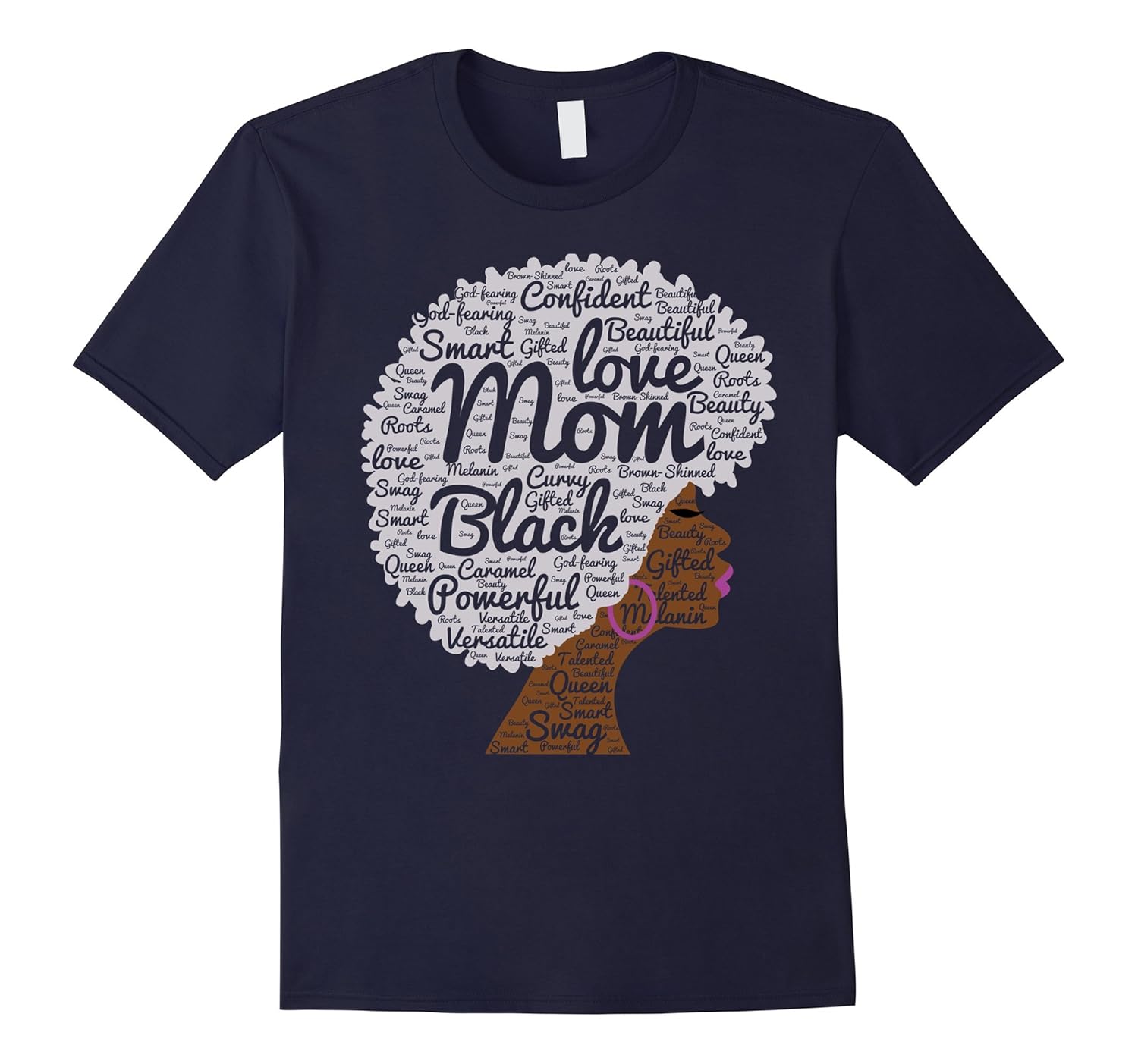 Love Mom Black Woman Afro Word Art Natural Hair Hot T-Shirt-ANZ