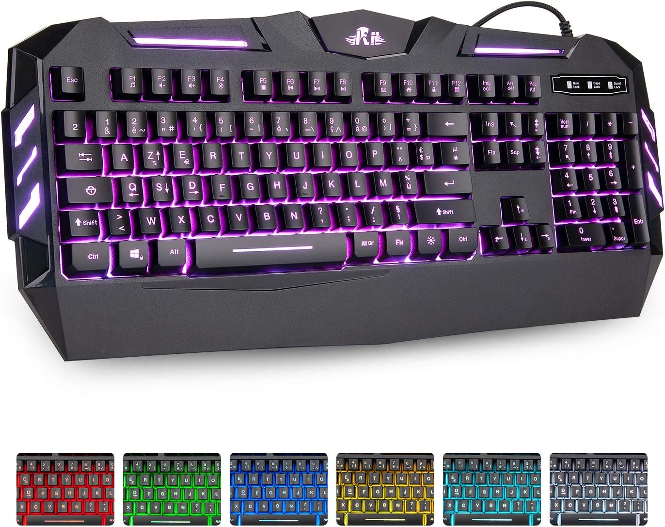 Rii RK900 USB Wired Gaming Keyboard with Mechanical Sensation - French AZERTY Layout