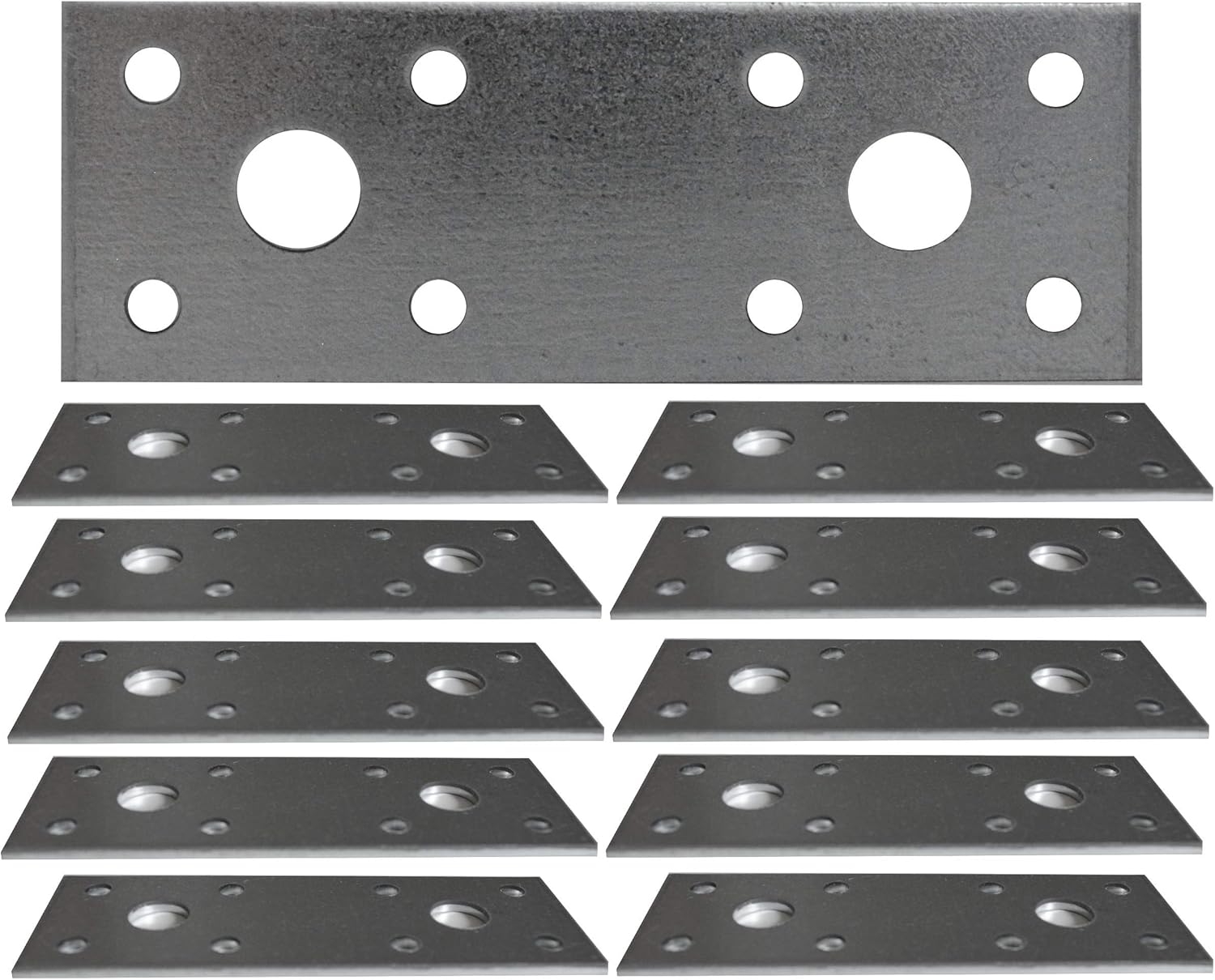 Hinge Repair Flat Connecting Joining Plate Galvanised Heavy Duty Metal Steel Sheet Structural Connectors 3.94"x1.38"x0.1" (100 x 35 x 2.5mm) Pack of 10pcs