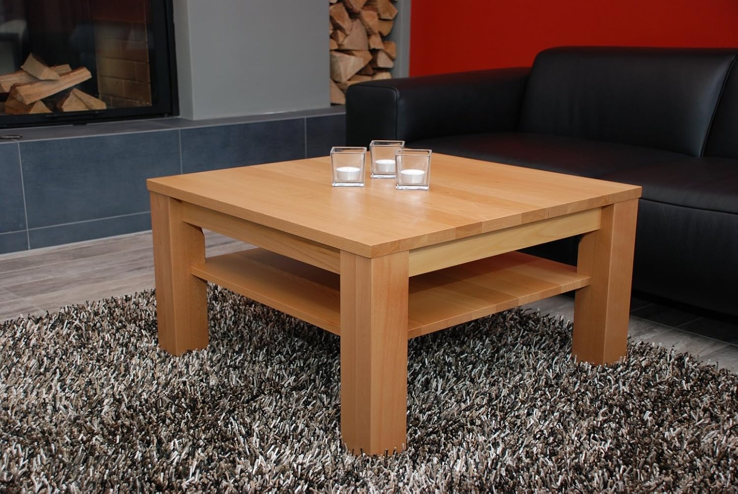 Holz Projekt Summer Couchtisch 60x60cm H 42cm Mit Ablage Buche Echtholz Massivholz Sondermass Auf Anfrage Amazon De Kuche Haushalt