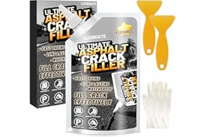 LUVBOATE Asphalt Crack Filler, 1.5LB High Elasticity Driveway Crack Filler, Self Leveling Waterproof Repair Sealant for Driveway, Walkway, Road, Blacktop Concrete Joint, Indoor & Outdoor - Black (24.7oz)