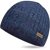 YesMerino Winter Wool Blend Beanie with 3-Inch Fleece-Lined Hem – Soft Warm Lightweight Unisex Hat for Men & Women