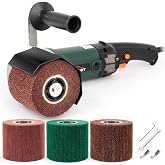 KUIMIT Burnishing Polishing Machine,1400W 110V Handheld Electric Sander Polisher with 4 Non-woven Burnishing Wheels (60# 120# 240# 320#) for Wood Stainless Steel Polishing,Lock Switch,Auxiliary Handle