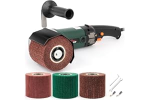 KUIMIT Handheld Metal Burnishing Machine,Electric Sander Polisher for Wood Stainless Steel Polishing,Lock Switch,Auxiliary Handle