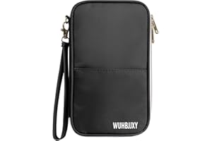 WUHBJJXY Multifunctional, Practical, RFID Family Passport holder, Travel wallet (Black), Travel document manager, Passport Bag, Three-layer Design, Multiple Pockets，Big Storage