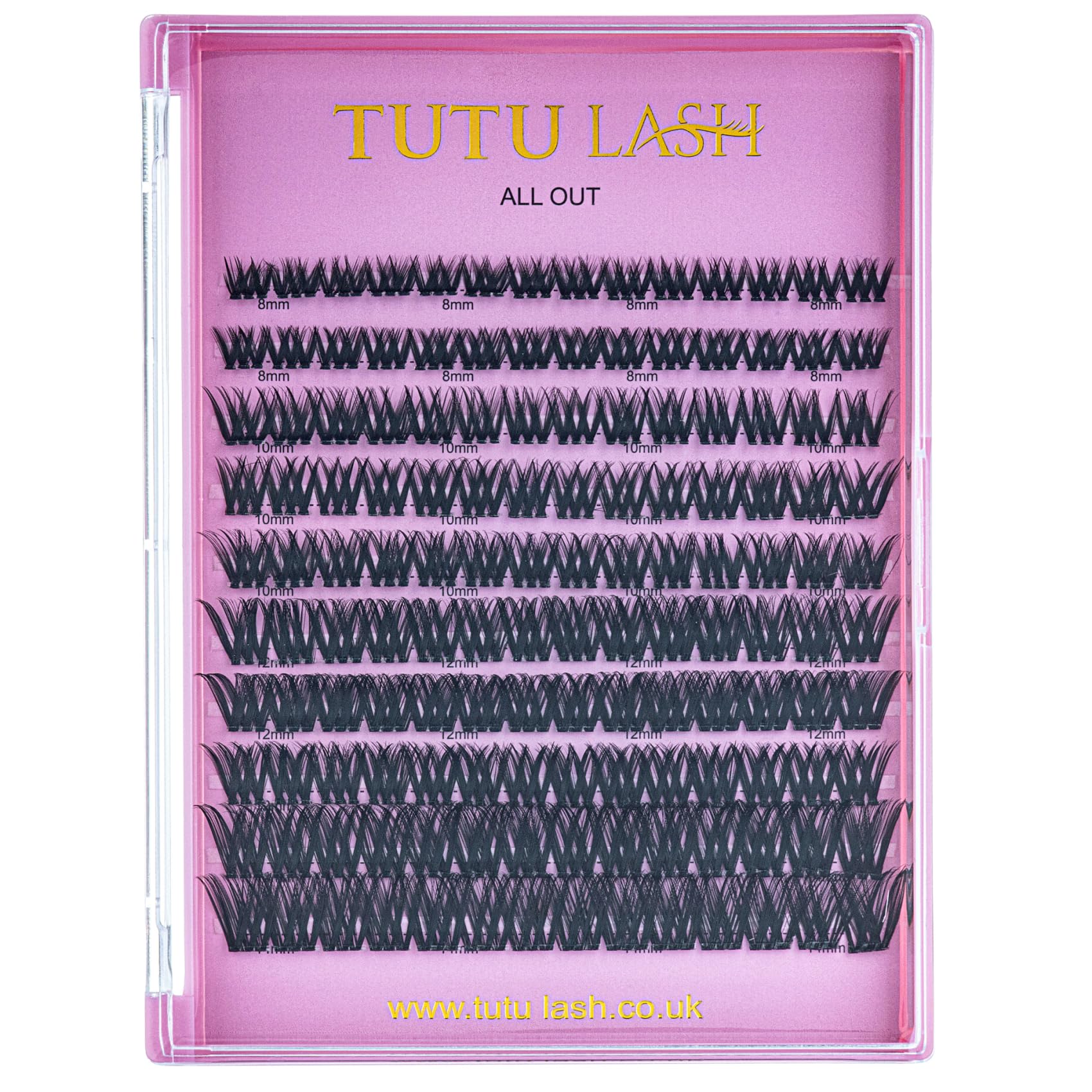 TUTU LASH DIY Cluster Lashes ALL OUT 140 x cluster lashes self application easy to apply lashes lash cluster box re-usable vegan (All Out XL SIZE Cluster Lash Tray)