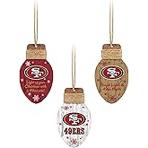 FOCO San Francisco 49ers NFL 3 Pack Wooden Holiday Lights Ornament Set