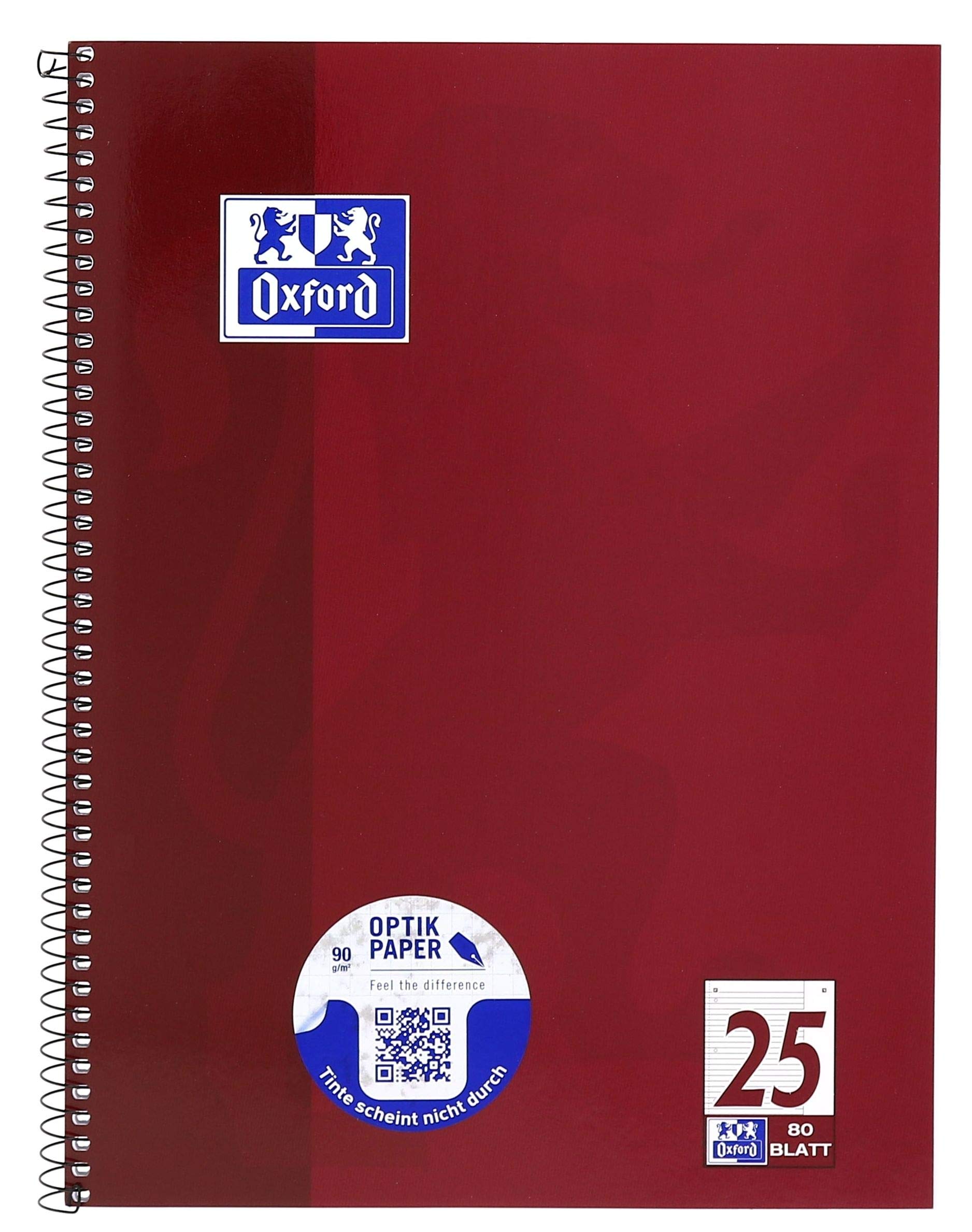 Oxford 100050355 College Notepad School Optic Paper 90 g/m² A4+ Lined/Margin 80 Sheets