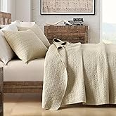 HORIMOTE HOME Quilt Set King Size Brich Beige, Classic Geometric Spots Stitched Pattern, Pre-Washed Microfiber Chic Rustic Look, Ultra Soft Lightweight Quilted Bedspread for All Season, 3 Pieces