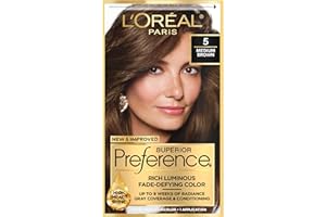 L'Oreal Paris Superior Preference Fade-Defying + Shine Permanent Hair Color, 5 Medium Brown, Pack of 1, Hair Dye