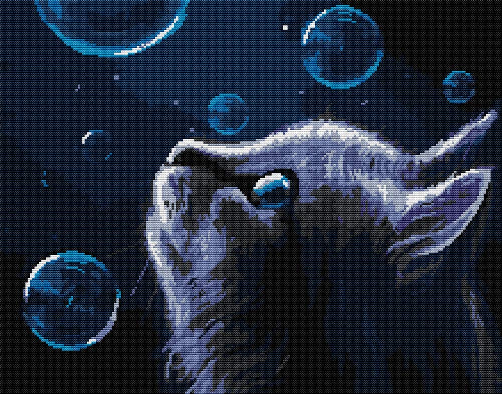 Cross Stitch Kits, Night Cat Kitten Bubble Animals Cute Awesocrafts Easy Patterns Embroidery Kit Supplies, Stamped Options for Adults Beginners Kids (Night Cat, Stamped)