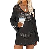 ANRABESS Swimsuit Cover Up for Women Crochet Bathing Suit Summer Swimwear V Neck Mesh Knit Dress 2026 Beach Vacation Clothes