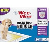 Four Paws Wee-Wee Super Absorbent Unscented Pee Pads for Dogs &amp; Puppies with Insta-Rise Border, Leak-Proof Dog Housebreaking Potty Training Floor Protection, 22" x 23", 50 Count