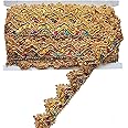 Gnognauq 9.8 Yard Shiny Beaded Lace Trim Sequins Ribbon Vintage Decorative Wedding DIY Craft Sewing Fabric (Gold)
