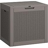 LHBGO 31 Gallon Deck Box, Resin Outdoor Storage Box, Waterproof and UV Resistant Deck Box, Lightweight Storage Box for Garden Tools, Pool Supplies