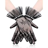 Bencailor Women Lace Gloves Wedding Tea Party Gloves Bow Short Mitten Elegant Accessories for 1920s Opera Funeral