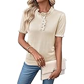 SHEWIN Women Short Sleeve Sweater Ruffle Dressy Business Casual Tops 2026